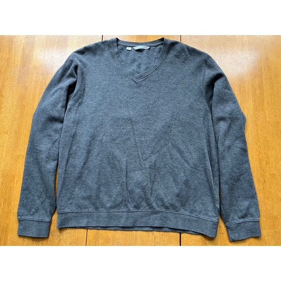 Cutter and Buck Lakemont Stretch Gray Cotton V Neck Pullover Sweater, Size L - Picture 2 of 7